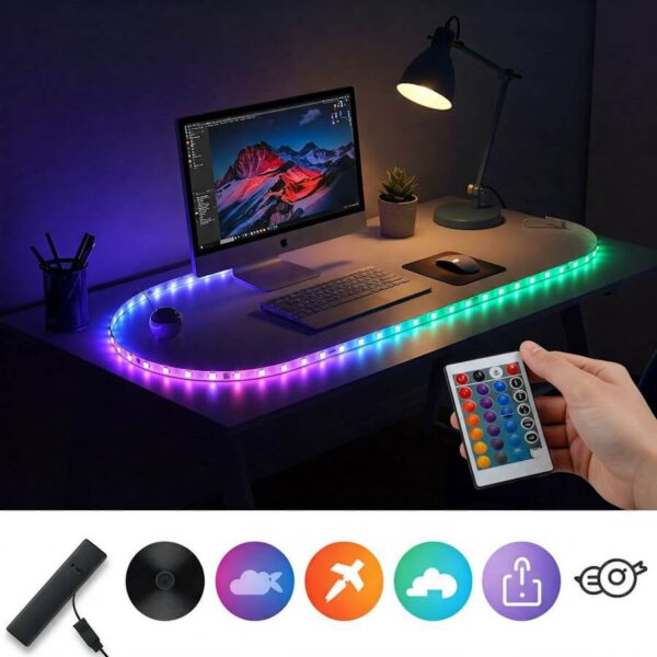 Γραφείο RGB Strip LED με Τηλεχειριστήριο